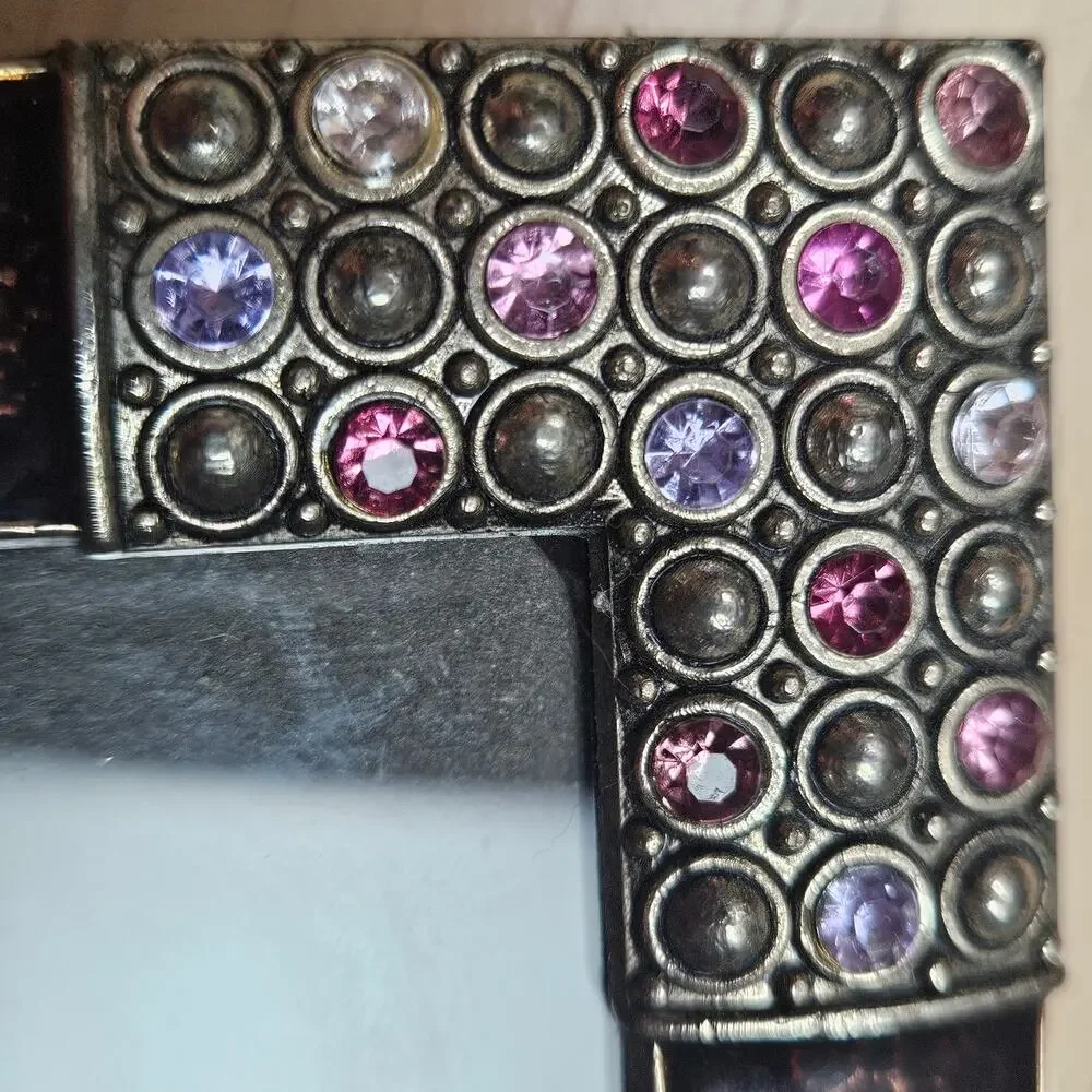 Vintage Pink Clear Swarovski Jeweled Photo Frame for 5